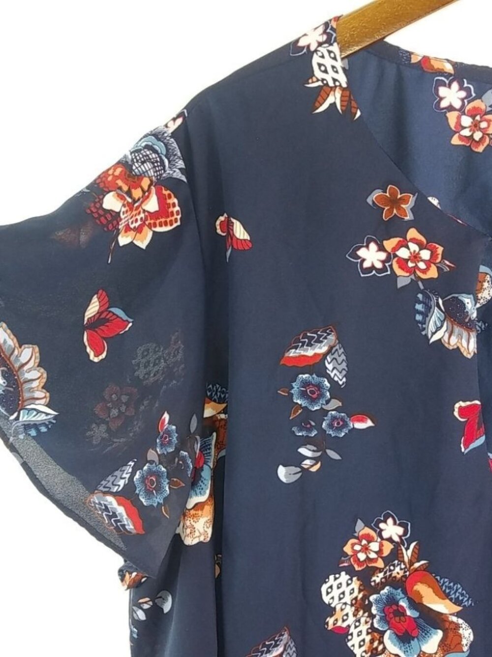 Three Hearts 2X Blue Floral Layered Tunic Top